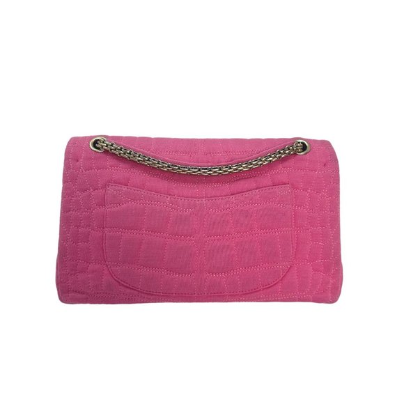 CHANEL Pink Jersey Crocodile Embossed Reissue 2.55 Classic 227 Flap Bag - Picture 4 of 13